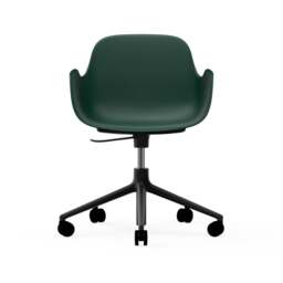 Normann Copenhagen Form Armchair Swivel - 5 Wheel - Gas Lift - Green - Black Legs Shell Colour: Green, Leg Colour: Black - thumbnail 2