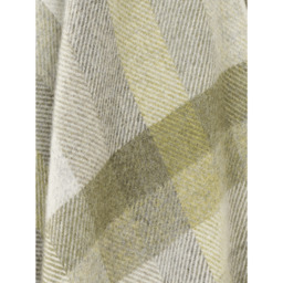 Bronte By Moon Woodale Stripe/Check Pure New Wool Throw - Olive Green - thumbnail 3
