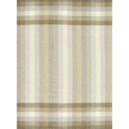 Bronte By Moon Woodale Stripe/Check Pure New Wool Throw - Olive Green - thumbnail 4