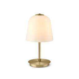 Halo Design Room 49 Rechargeable Portable Table Light - Opal Glass Shade - Antique Brass