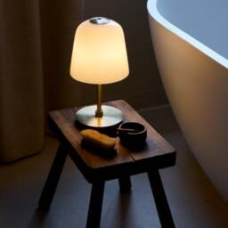 Halo Design Room 49 Rechargeable Portable Table Light - Opal Glass Shade - Antique Brass - thumbnail 2