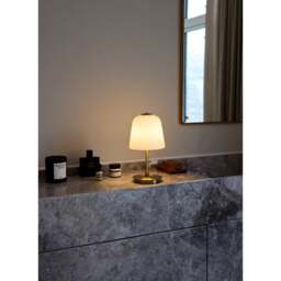 Halo Design Room 49 Rechargeable Portable Table Light - Opal Glass Shade - Antique Brass - thumbnail 5
