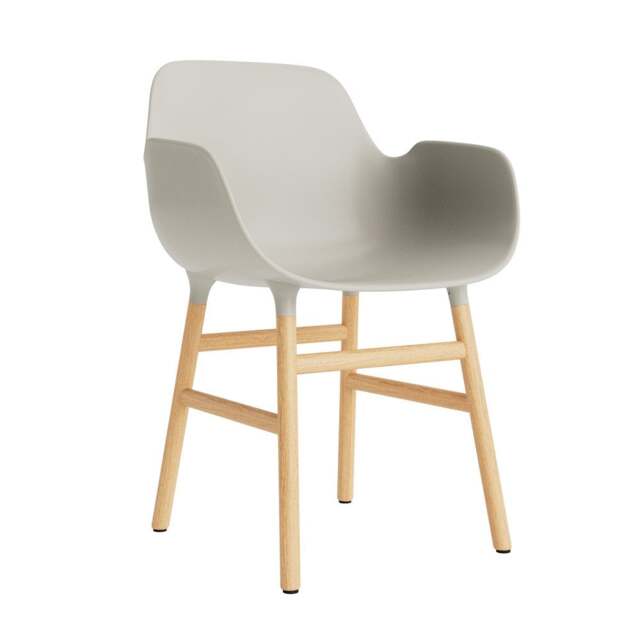 Normann Copenhagen Form Armchair - Light Grey - Oak Legs Shell Colour: Light Grey, Leg Colour: Oak - image 1