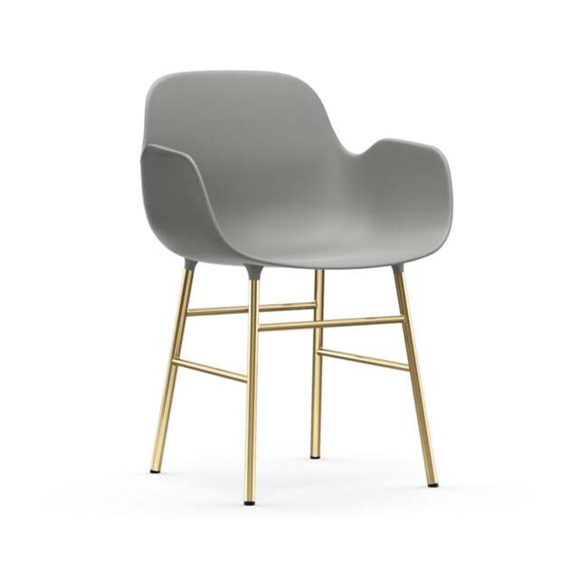 Normann Copenhagen Form Armchair - Grey - Brass Legs Shell Colour: Grey, Leg Colour: Brass - image 1