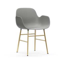 Normann Copenhagen Form Armchair - Grey - Brass Legs Shell Colour: Grey, Leg Colour: Brass