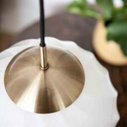 Halo Design Twist Pendant Ball Light - O25 cm - Opal Glass - Antique Brass - thumbnail 2