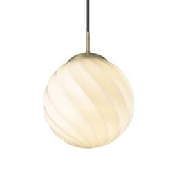 Halo Design Twist Pendant Ball Light - O25 cm - Opal Glass - Antique Brass