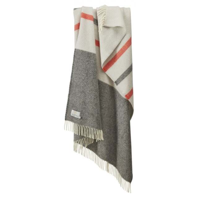 Tweedmill Textiles Pure New Wool Throw - Brecon Stripe - Slate & Flamingo