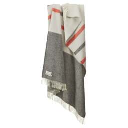 Tweedmill Textiles Pure New Wool Throw - Brecon Stripe - Slate &amp Flamingo