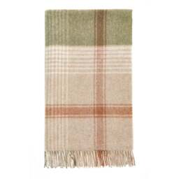 Bronte By Moon Classic Check British Lambswool Throw - Terracotta &amp Green