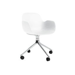 Normann Copenhagen Form Armchair Swivel - 4 Wheel - White - Aluminium Legs Shell Colour: White, Leg Colour: Aluminium