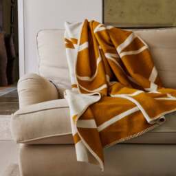 Tweedmill Textiles Reversible Cotton Twig Throw - English Mustard - 140 x 160cm - thumbnail 5