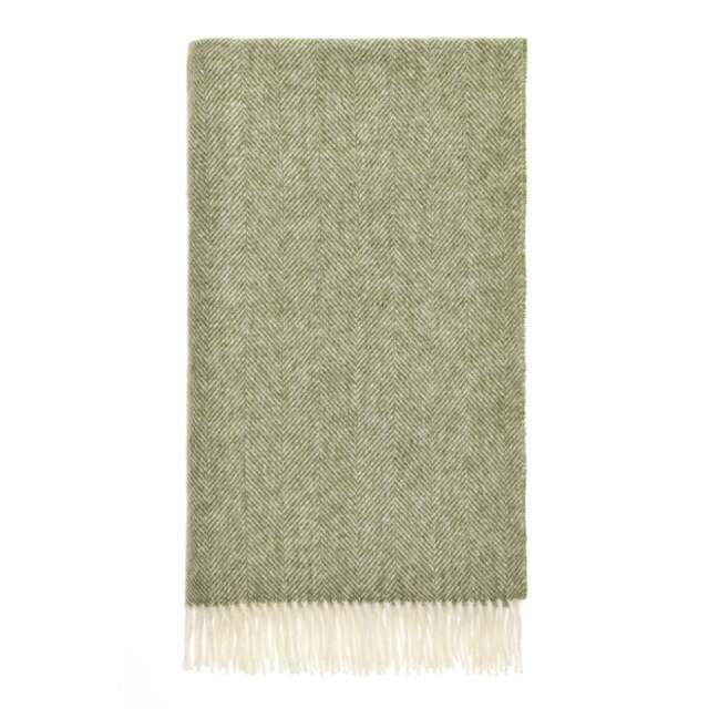 Bronte By Moon British Lambswool Herringbone Throw - Green