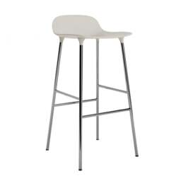 Normann Copenhagen Form Barstool - 75cm - Light Grey - Chrome Legs Shell Colour: Light Grey, Leg Colour: Chrome