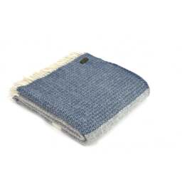 Tweedmill Textiles Pure New Wool Illusion Panel Throw - Blue Slate/Grey