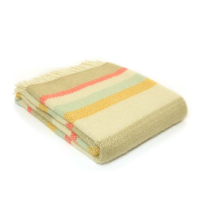 Tweedmill Textiles Pure New Wool Illusion Stripe Throw - Spring