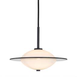 Halo Design Orbit Pendant Light - O 24cm - Opal Glass - Black Metal Size:  24cm, Colour: Black
