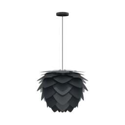 Umage Aluvia Pendant Light Shade - Anthracite Grey - Medium with Black Rosette Cord Set With or Without Cord Set: With Black Rosette Cord Set