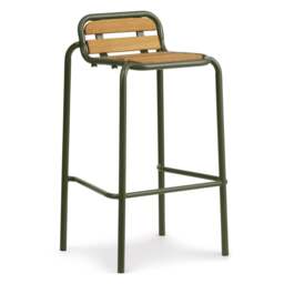 Normann Copenhagen Vig Outdoor Bar Stool - Robina Wood/Dark Green Steel - 75cm