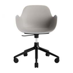 Normann Copenhagen Form Armchair Swivel - 5 Wheel - Gas Lift - Warm Grey - Black Legs Shell Colour: Warm Grey, Leg Colour: Black - thumbnail 2