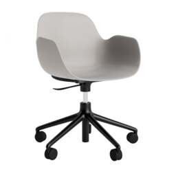 Normann Copenhagen Form Armchair Swivel - 5 Wheel - Gas Lift - Warm Grey - Black Legs Shell Colour: Warm Grey, Leg Colour: Black