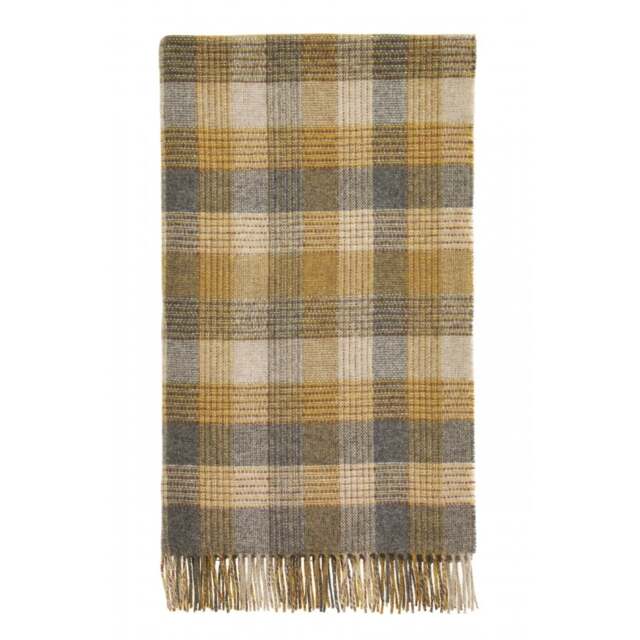 Bronte By Moon Merino Lambswool Patchwork Throw - Gold