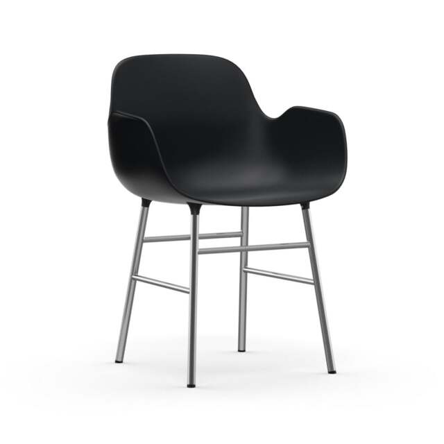 Normann Copenhagen Form Armchair - Black - Chrome Legs Shell Colour: Black, Leg Colour: Chrome - image 1