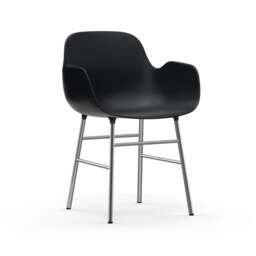 Normann Copenhagen Form Armchair - Black - Chrome Legs Shell Colour: Black, Leg Colour: Chrome