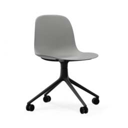 Normann Copenhagen Form Chair Swivel - 4 Wheel - Grey - Black Legs Shell Colour: Grey, Leg Colour: Black