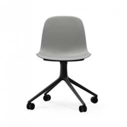 Normann Copenhagen Form Chair Swivel - 4 Wheel - Grey - Black Legs Shell Colour: Grey, Leg Colour: Black - thumbnail 2