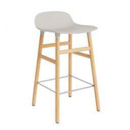 Normann Copenhagen Form Barstool - Wood - 65cm - Light Grey - Oak Legs Shell Colour: Light Grey, Leg Colour: Oak - thumbnail 1