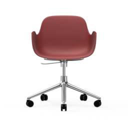 Normann Copenhagen Form Armchair Swivel - 5 Wheel - Gas Lift - Red - Aluminium Legs Shell Colour: Red, Leg Colour: Aluminium - thumbnail 2