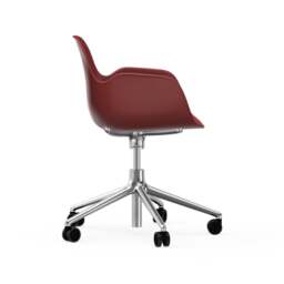 Normann Copenhagen Form Armchair Swivel - 5 Wheel - Gas Lift - Red - Aluminium Legs Shell Colour: Red, Leg Colour: Aluminium - thumbnail 3
