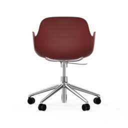 Normann Copenhagen Form Armchair Swivel - 5 Wheel - Gas Lift - Red - Aluminium Legs Shell Colour: Red, Leg Colour: Aluminium - thumbnail 4