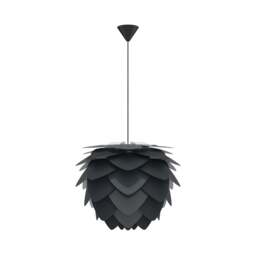 Umage Aluvia Pendant Light Shade - Anthracite Grey - Medium with Black Cord Set With or Without Cord Set: With Black Cord Set