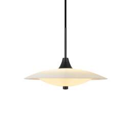 Halo Design Baroni Opal Glass Pendant Light - O 35cm Size:  35cm, Colour: Black Metal