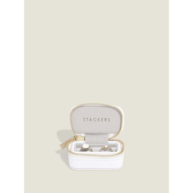 Stackers Faux Leather Ring Box - Pebble White Colour: Pebble White - image 1