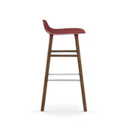 Normann Copenhagen Form Barstool - Wood - 75cm - Red - Walnut Legs Shell Colour: Red, Leg Colour: Walnut - thumbnail 3