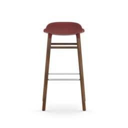 Normann Copenhagen Form Barstool - Wood - 75cm - Red - Walnut Legs Shell Colour: Red, Leg Colour: Walnut - thumbnail 4