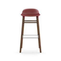 Normann Copenhagen Form Barstool - Wood - 75cm - Red - Walnut Legs Shell Colour: Red, Leg Colour: Walnut - thumbnail 2