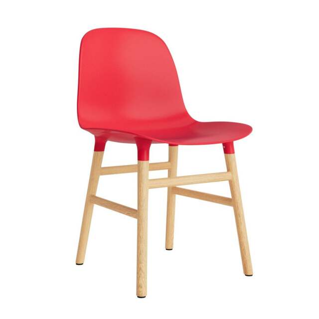 Normann Copenhagen Form Chair - Bright Red - Oak Legs Shell Colour: Bright Red, Leg Colour: Oak - image 1