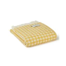 Tweedmill Textiles Pure New Wool Reversible Jacquard Spot Throw - Oil Yellow - 200cm x 130cm