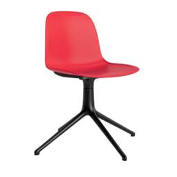 Normann Copenhagen Form Chair Swivel - 4 Leg - Bright Red - Black Legs Shell Colour: Bright Red, Leg Colour: Black - thumbnail 1