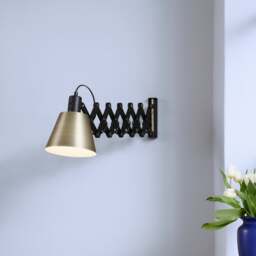 Halo Design Vintage Wall Lamp - O 18 cm - Black Oiled Wood - Antique Brass Shade Colour: Black / Antique Brass - thumbnail 4