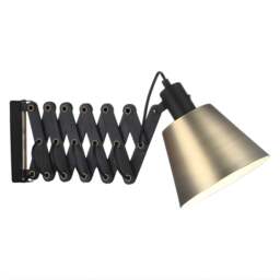Halo Design Vintage Wall Lamp - O 18 cm - Black Oiled Wood - Antique Brass Shade Colour: Black / Antique Brass