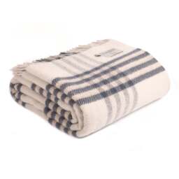 Tweedmill Textiles Extra Large Pure New Wool Hex Check Throw - Blue Slate
