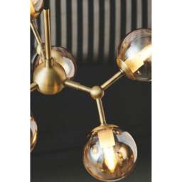 Halo Design Atom Mini 6 Light Chandelier - O45cm - Antique Brass / Amber Glass Colour: Antique Brass / Amber Glass - thumbnail 3