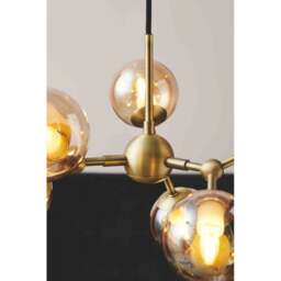 Halo Design Atom Mini 6 Light Chandelier - O45cm - Antique Brass / Amber Glass Colour: Antique Brass / Amber Glass - thumbnail 4