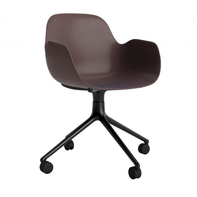 Normann Copenhagen Form Armchair Swivel - 4 Wheel - Brown - Black Legs Shell Colour: Brown, Leg Colour: Black - image 1