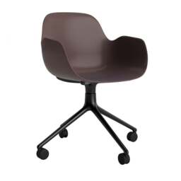 Normann Copenhagen Form Armchair Swivel - 4 Wheel - Brown - Black Legs Shell Colour: Brown, Leg Colour: Black